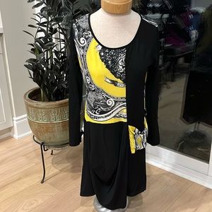 Cop Copine black and yellow asymmetrical dress